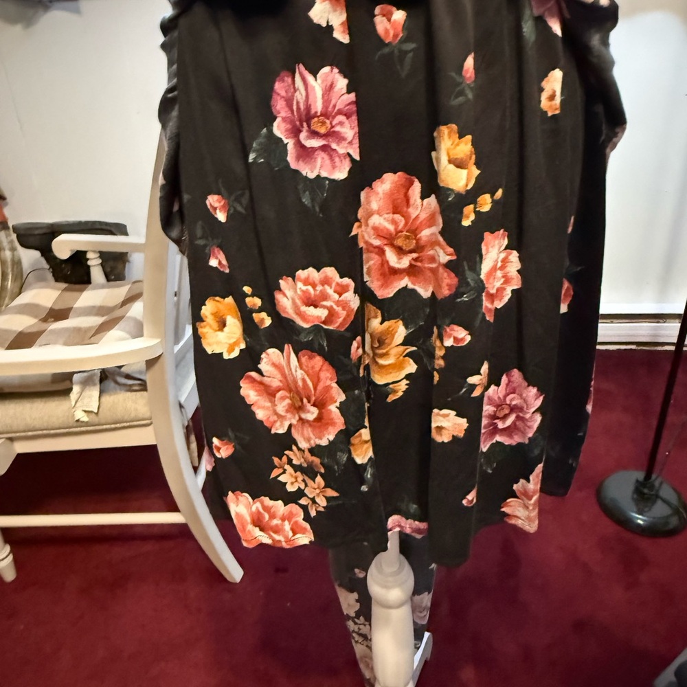 Torrid Black Maxi shorts jumpsuit Dress with Floral Design - Picture 6 of 8